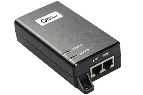 MicroConnect IEEE Gigabit PoE Injector čierna / 802.3 AF/at / 30W 