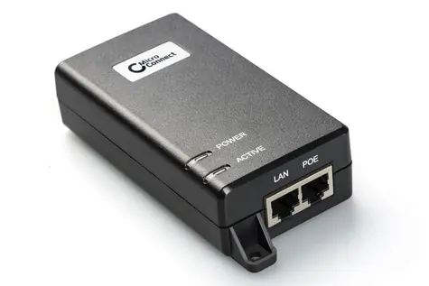 MicroConnect IEEE Gigabit PoE Injector čierna / 802.3 AF/at / 60W 