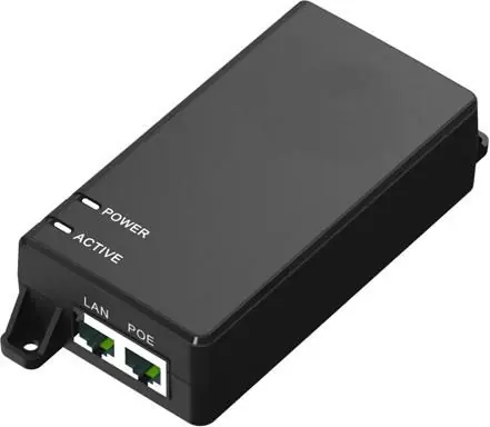 MicroConnect IEEE Gigabit PoE Injector UK čierna / 802.3 AF/at / 60W 