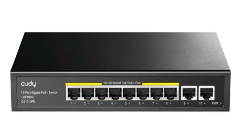 Cudy GS1010PE PoE switch / 8x PoE RJ45 / 2x RJ45 / 1000Mbps / 120W