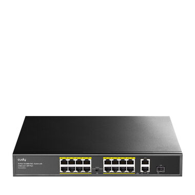 Cudy FS1018PS1 PoE switch / 16x PoE RJ45 / 2x RJ45 / 1x SFP / 1000Mbps / 200W