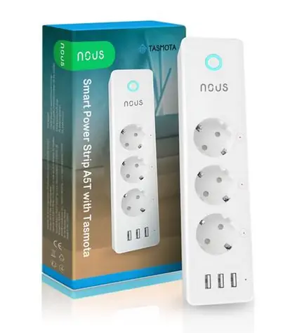 Nous A5T (Tasmota) / Inteligentný predlžovací kábel / 3 Schuko &amp; 3 USB / WiFi