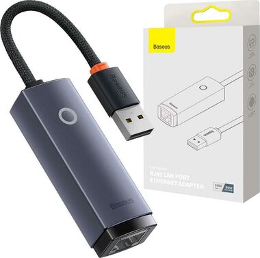 Baseus WKQX000113 Lite Series Sieťový adaptér USB-A (M) - RJ45 (F) sivá / 1000Mbps