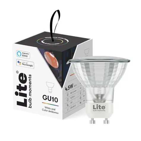 Lite bulb Moments Chytrá žiarovka - GU10 / RGB / 4.5W / 2700K / GU10 / Google Home / Alexa