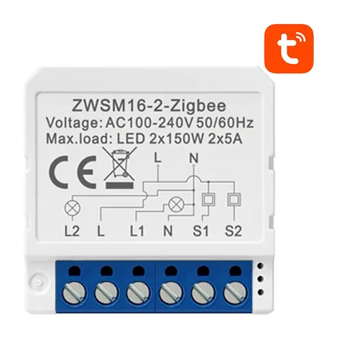 Avatto ZWSM16-W2 biela / Šikovný spínač / 2 kanály / ZigBee
