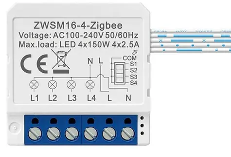 Avatto ZWSM16-W4 biela / Šikovný spínač / 4 kanály / ZigBee
