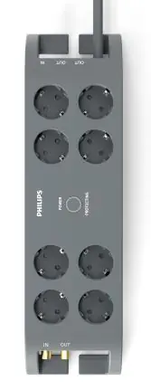 Philips SPN5185A/58 sivá / Prepäťová ochrana / Schuko / 8 zásuviek / Koaxiálny kábel / RJ11 / 2m