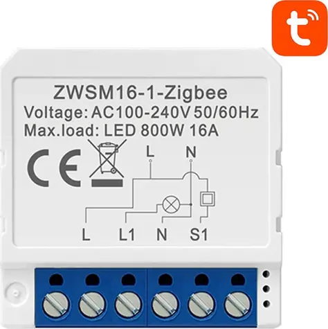 Avatto ZWSM16-W1 TUYA biela / Inteligentný zásuvkový spínač / ZigBee 3.0 / Tuya