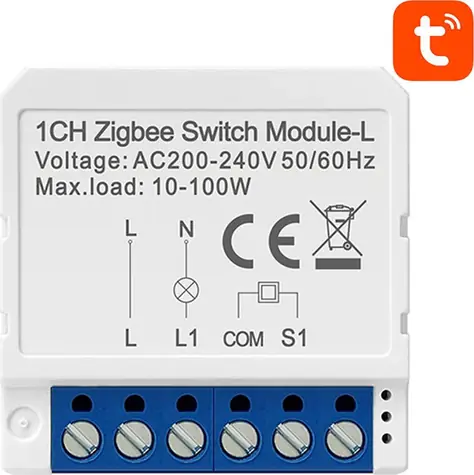 Avatto LZWSM16-W1 biela / Bezutrálny zásuvkový inteligentný spínač / Wi-Fi / Tuya 