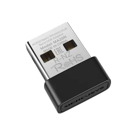 Mercusys MA20N AC650 USB Nano čierna / USB WiFi adaptér / 433 +200 Mbps