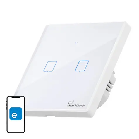 Sonoff T2 EU TX Dotykový spínač osvetlenia (2-kanálový) / WiFi + RF 433