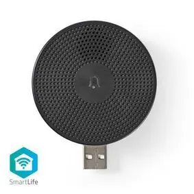 Nedis WIFICDPC10BK čierna / Zvonček / USB / SmartLife / 433 MHz / Vhodný pre: WIFICDP10GY / WIFICDP30WT / WIFICDP40CWT 