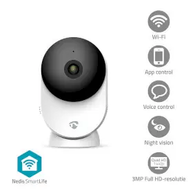 Nedis WIFICI12CWT / Chytrá vnútorná kamera / Wi-Fi / SmartLife / 3MP Full HD 1296p / microSD 