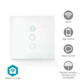 Nedis SmartLife Nástenný vypínač biela / Wi-Fi / 300 W / Android & iOS / Sklo 