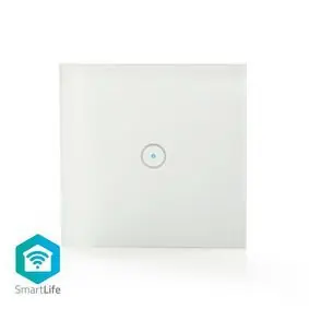 Nedis SmartLife Nástenný vypínač biela / Wi-Fi / Jednoduchý / Nástenný držiak / 1000 W / Android & iOS / Sklo 