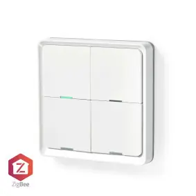 Nedis SmartLife biela / nástenný vypínač / Zigbee 3.0 / Nástenný držiak / Android & iOS / Plast 