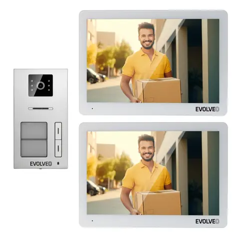 Evolveo DoorPhone 20-2W bielo-strieborná / 2 drôtový videotelefón s aplikáciou pre dve domácnosti / 32GB 