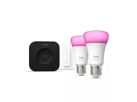 Philips Hue Štartovacia sada LED 2x 8.1W / 2x žiarovky E27 + Bridge PRO + vypínač so stmievačom / 2x 1100 lm / 1000-20000K