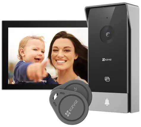Ezviz HP5 Chytrý domáci interkom čierno-strieborná / Wi-Fi / FHD / dotykový monitor 7" / bezdrôtový zvonček / IP65
