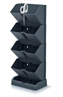 Prosperplast MINI CASCADE sada kvetináčov s nožnicami na bylinky antracit 