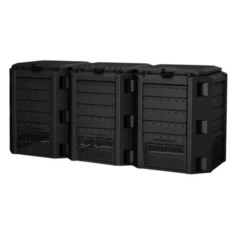 Prosperplast Kompostér MODULE COMPOGREEN 3x400 l - čierna / Objem 3x400 L / Rozmery 198x72 cm / Výška 82.6 cm / Plast