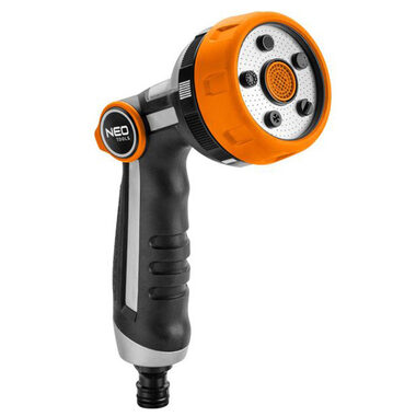Neo Tools 15-708 oranžovo-čierna / pištoľový rozprašovač s reguláciou prúdu / 5 funkcií / ZAP/VYP palcom