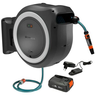 Gardena 18642-20 PowerRoll XL - sada 35 m biely / Akumulátorový nástenný box na hadicu / 13 mm