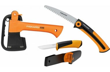 Fiskars 1057912 kempingový set/sekera X5 + pílka SW73 + nôž Hardware