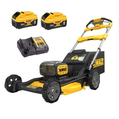 DeWalt DCMWSP156W2 / Aku kosačka na trávu s pojazdom / 2x18V / Šírka záberu: 53 cm / až 1340 m2 / kôš 67 l / 2x 8.0 Ah