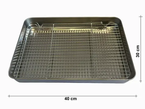 UG Grill Nerezový plech na pečenie s mriežkou 40x30x5cm - veľ. M s vyšším dňom