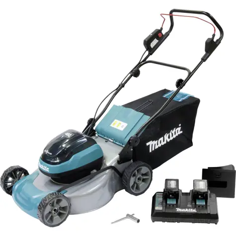 Makita DLM466PT2 / Aku Kosačka na trávu / 2 x 18V / záber 46 cm / kôš 60 l / 2x 5.0 Ah