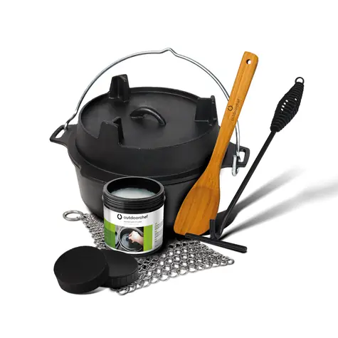 Outdoorchef Liatinový hrniec s príslušenstvom Dutch Oven No. 04/3.8L