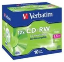 10ks CD-RW 700MB Verbatim 8-12× High Speed ??/ JewelCase