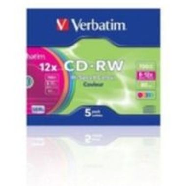 Verbatim 5ks CD-RW 700MB 8-12x / farebné / SlimCase