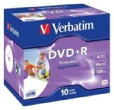 10ks DVD+R 4,7GB Verbatim 16x / Photo Injekt Printable / JewelCase