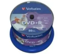 Verbatim 50ks DVD+ R 4.7GB 16x (Wide Injekt Printable) / Spindl
