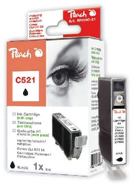 PEACH kompatibilný cartridge Canon CLI-521BK, Black, 10 ml