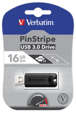 Verbatim PinStripe 16GB čierna / Flash disk / USB 3.0