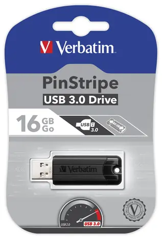 Verbatim PinStripe 16GB čierna / Flash disk / USB 3.0