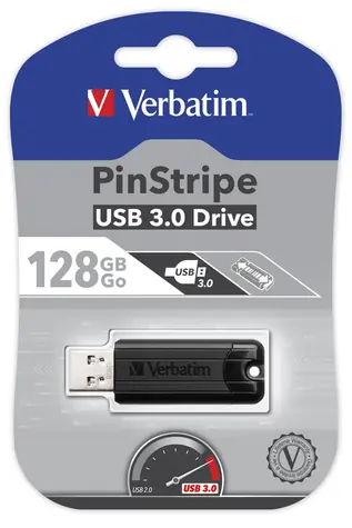 Verbatim Store 'n' Go PinStripe 128GB čierna / Flash Disk / USB 3.0 / čítanie: 30MBs / zápis: 10MBs