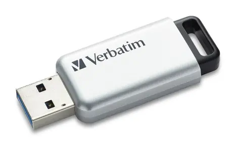 Verbatim Store 'n' Go Secure Pro 64GB strieborná / Flash Disk / USB 3.0 / čítanie: 100MBs / zápis: 35MBs / 256-bit AES