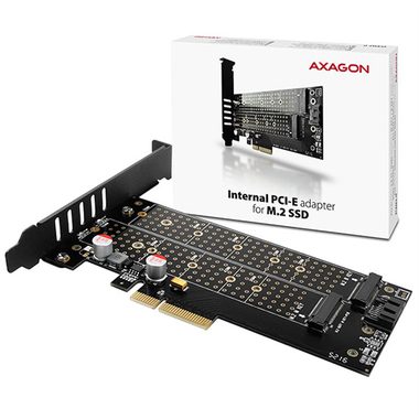 Axagon PCEM2-D, PCIe x4 - M.2 NVMe M-key + SATA B-key slot adaptér, LP
