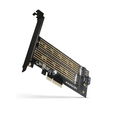 Axagon PCEM2-D, PCIe x4 - M.2 NVMe M-key + SATA B-key slot adaptér, LP