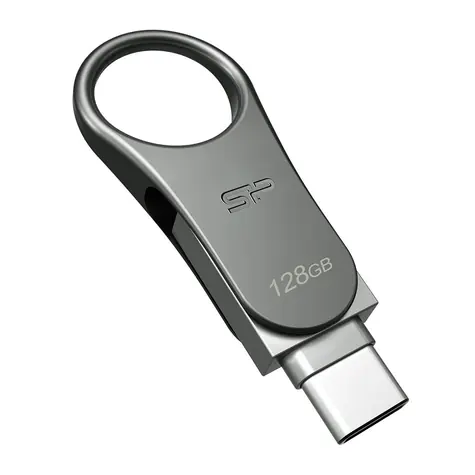 Silicon Power OTG Mobile C80 128GB strieborná / Flash Disk / USB 3.1 / microUSB adaptér