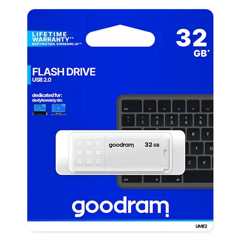 Goodram UME2 32GB biela / Flash disk / USB 2.0 / čítanie: 20MBs / zápis: 5MBs