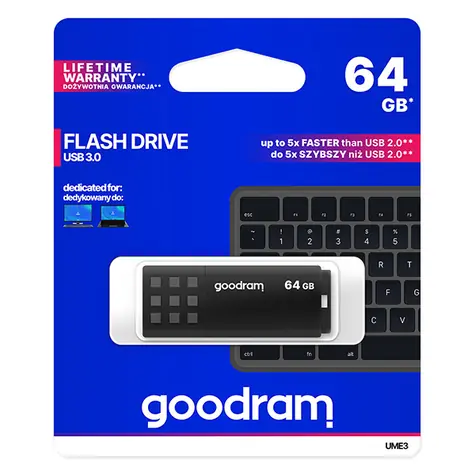 Goodram UME3 64GB čierna / Flash disk / USB 3.0 / čítanie: 60MBs / zápis: 20MBs