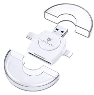 VIKING VR4V1W biela / externá čítačka pamäťových kariet 4V1 / USB 3.0