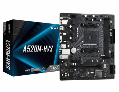 ASRock A520M-HVS / AMD A520 / DDR4 / SATA III RAID / USB / GLAN / M.2 / sc.AM4 / mATX
