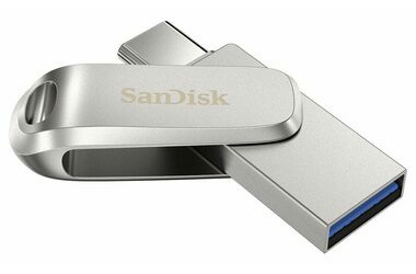 SanDisk Ultra Dual Drive Luxe 256 GB strieborná / Flash Disk / USB-A 3.1 &amp; USB-C 3.1 / čítanie: 150 MBs