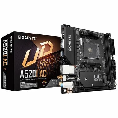 GIGABYTE A520 AC (rev. 1.0) / AMD A520 / DDR4 / SATA III / USB / GLAN / M.2 / Wi-Fi / sc.AM4 / Mini ITX